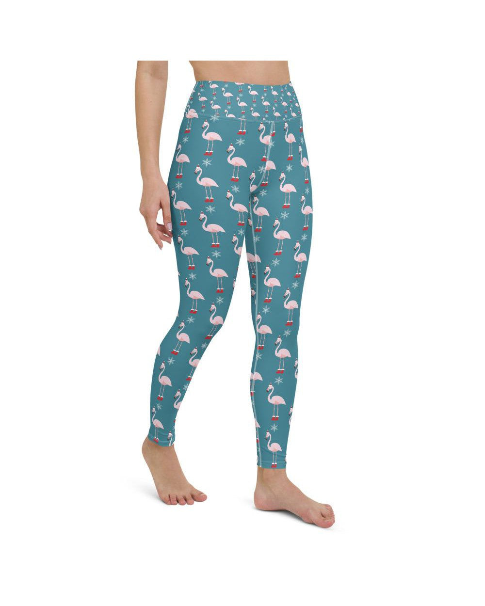 Womens Workout Yoga Pants Christmas Flamingo Patterned | Gearbunch.com