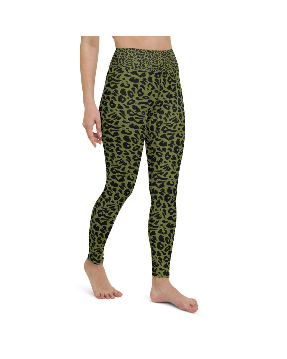 Womens Workout Yoga Pants Olive Green Leopard Skin | Gearbunch.com