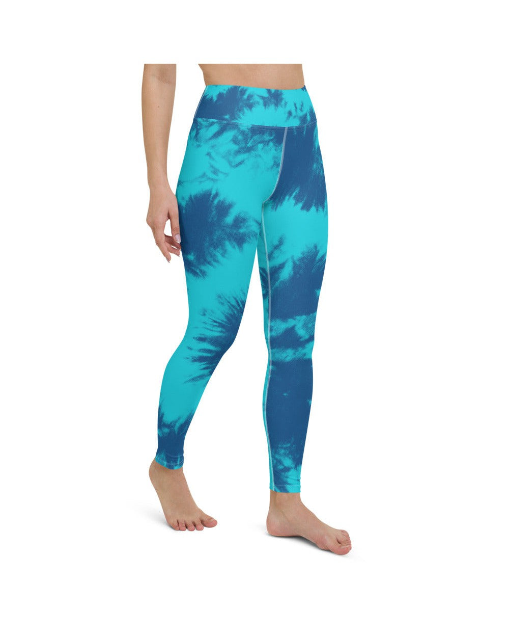 Womens Workout Yoga Pants Blue & Aqua Tie Dye | Gearbunch.com