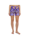 Purple Batik Floral Yoga Shorts Gearbunch