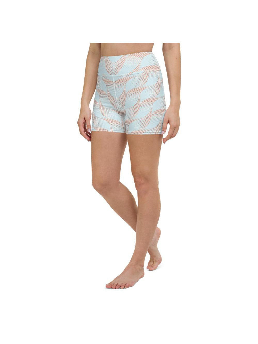 Light Blue & Apricot Wave Yoga Shorts Gearbunch