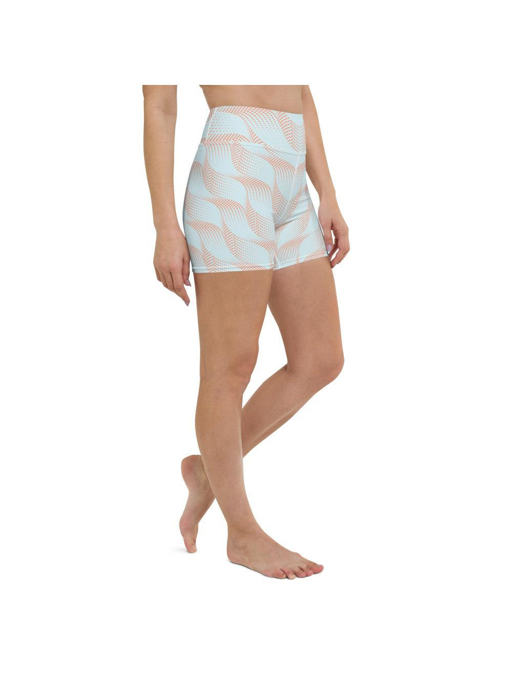 Light Blue & Apricot Wave Yoga Shorts Gearbunch