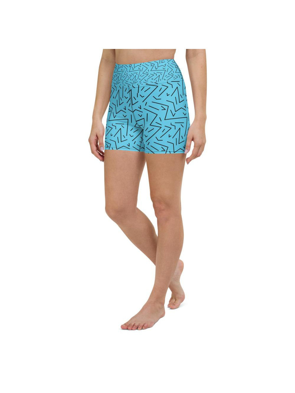 Aqua Black Line Yoga Shorts Gearbunch