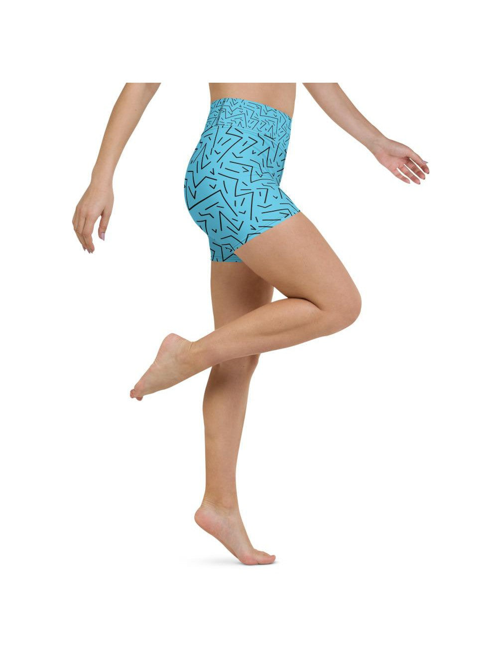 Aqua Black Line Yoga Shorts Gearbunch