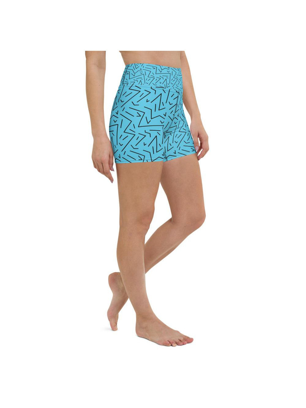 Aqua Black Line Yoga Shorts Gearbunch