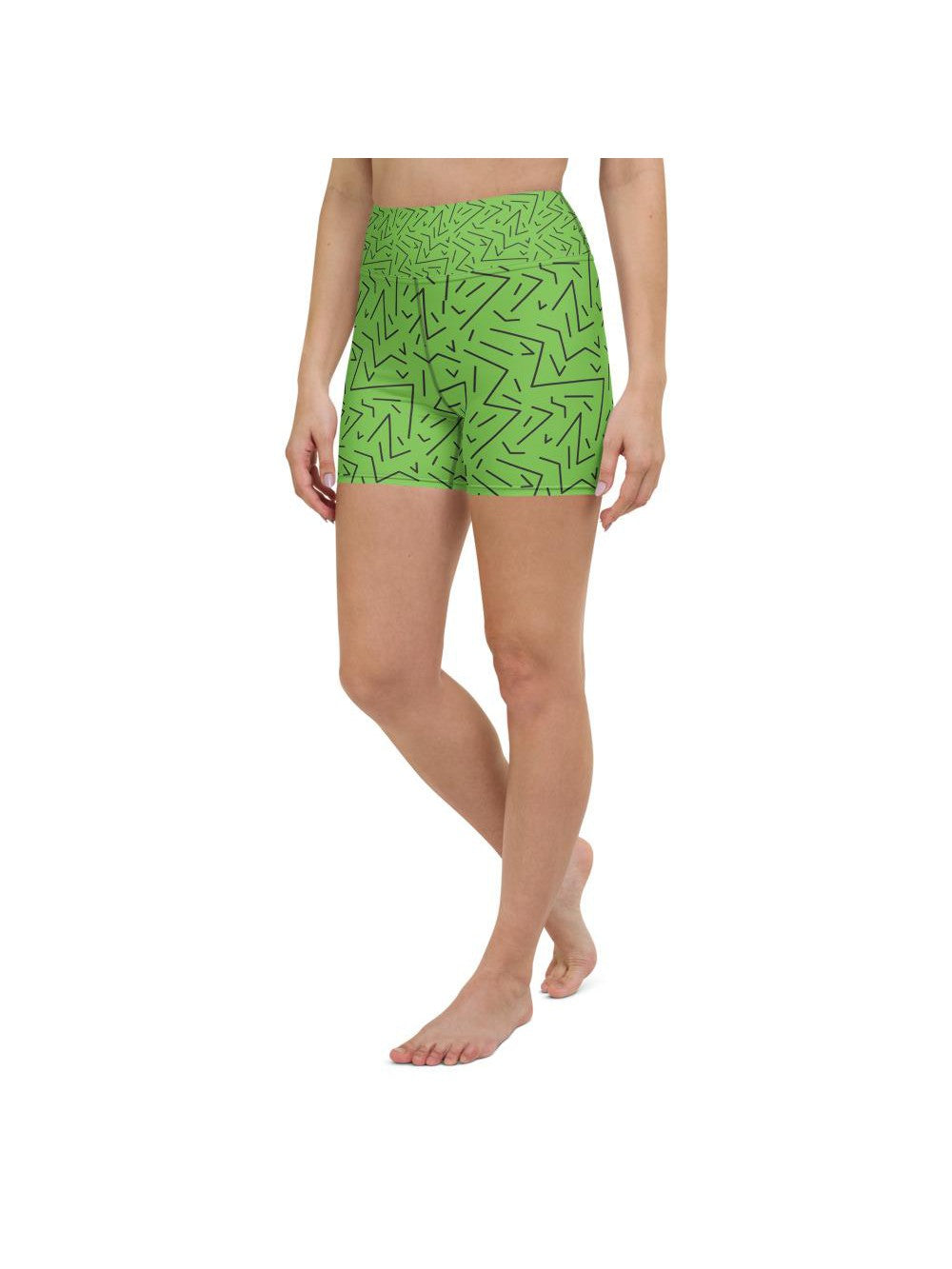 Green Black Line Yoga Shorts Gearbunch