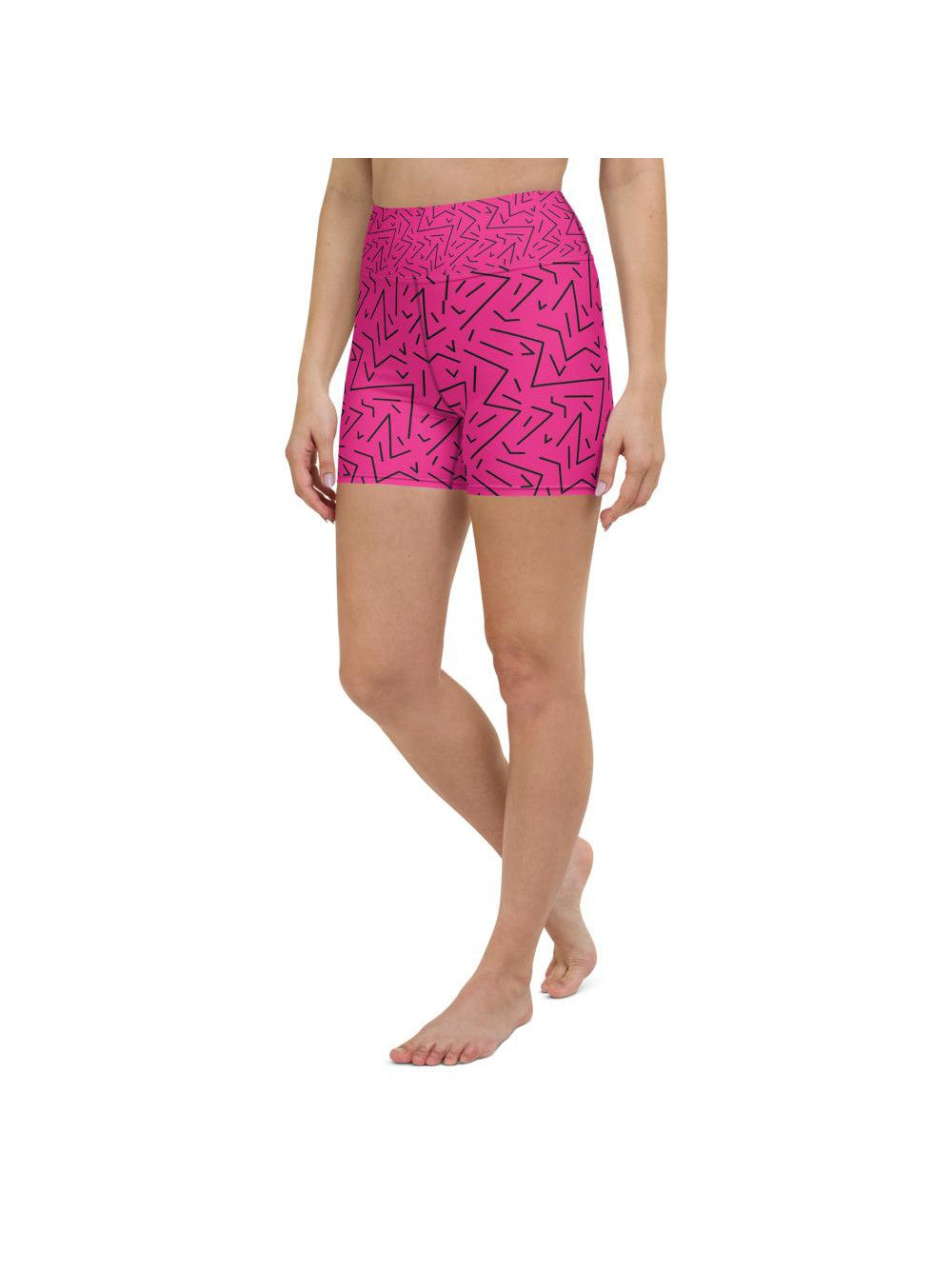 Pink Black Line Yoga Shorts Gearbunch