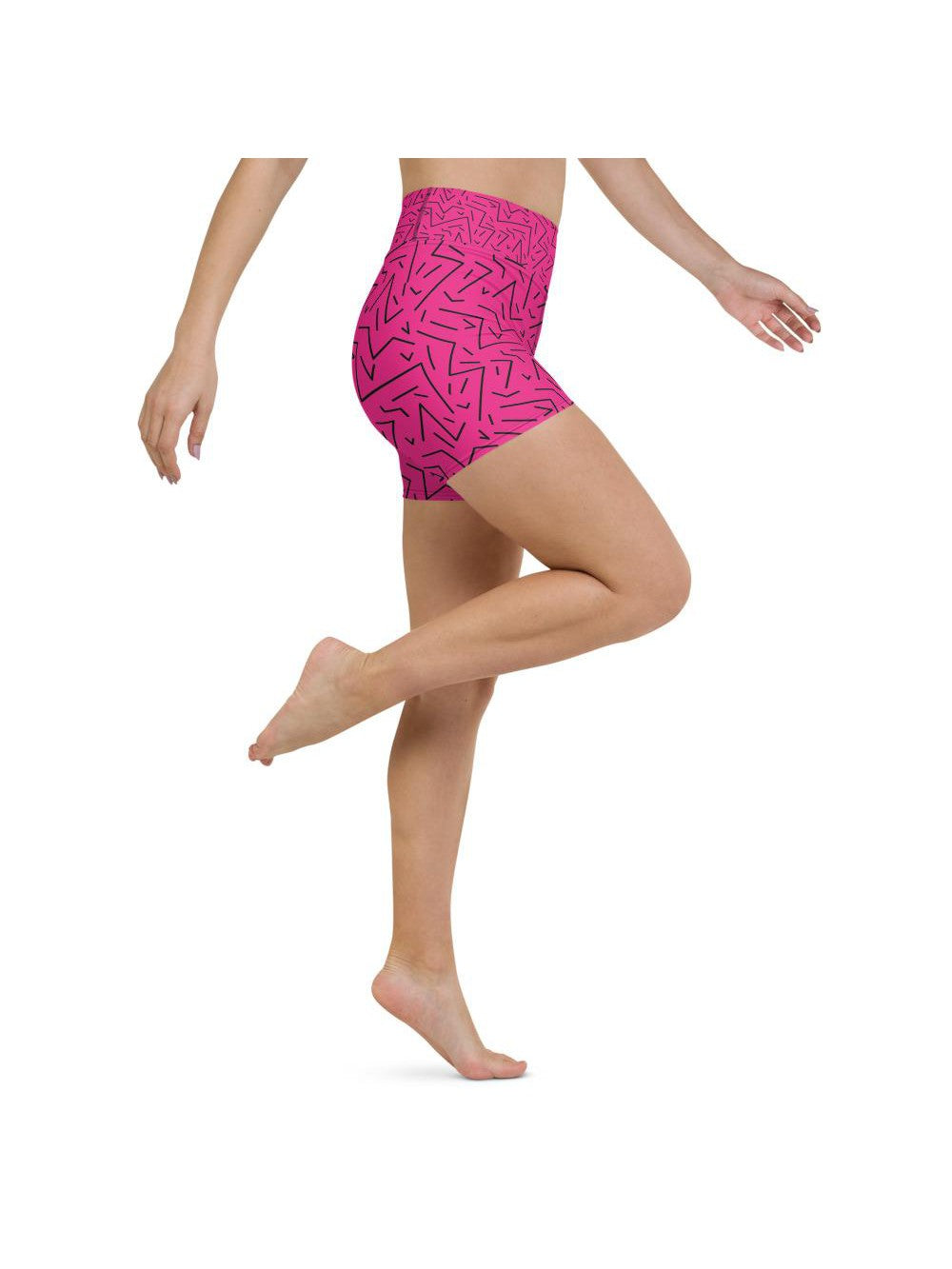 Pink Black Line Yoga Shorts Gearbunch