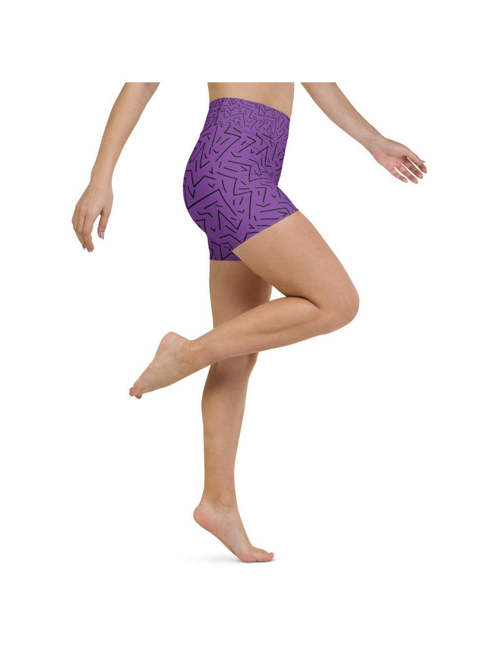 Purple Black Line Yoga Shorts Gearbunch