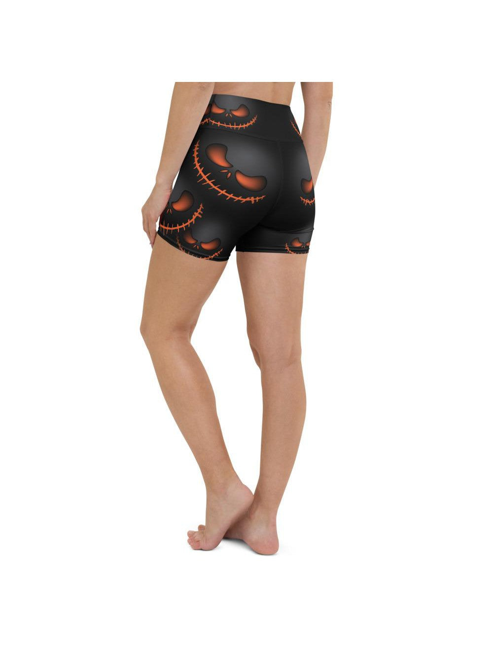 Halloween Evil Pumpkin Grin Yoga Shorts Gearbunch