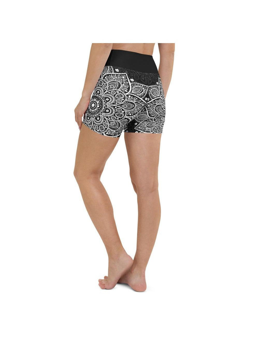 B&W Mandala Yoga Shorts Gearbunch