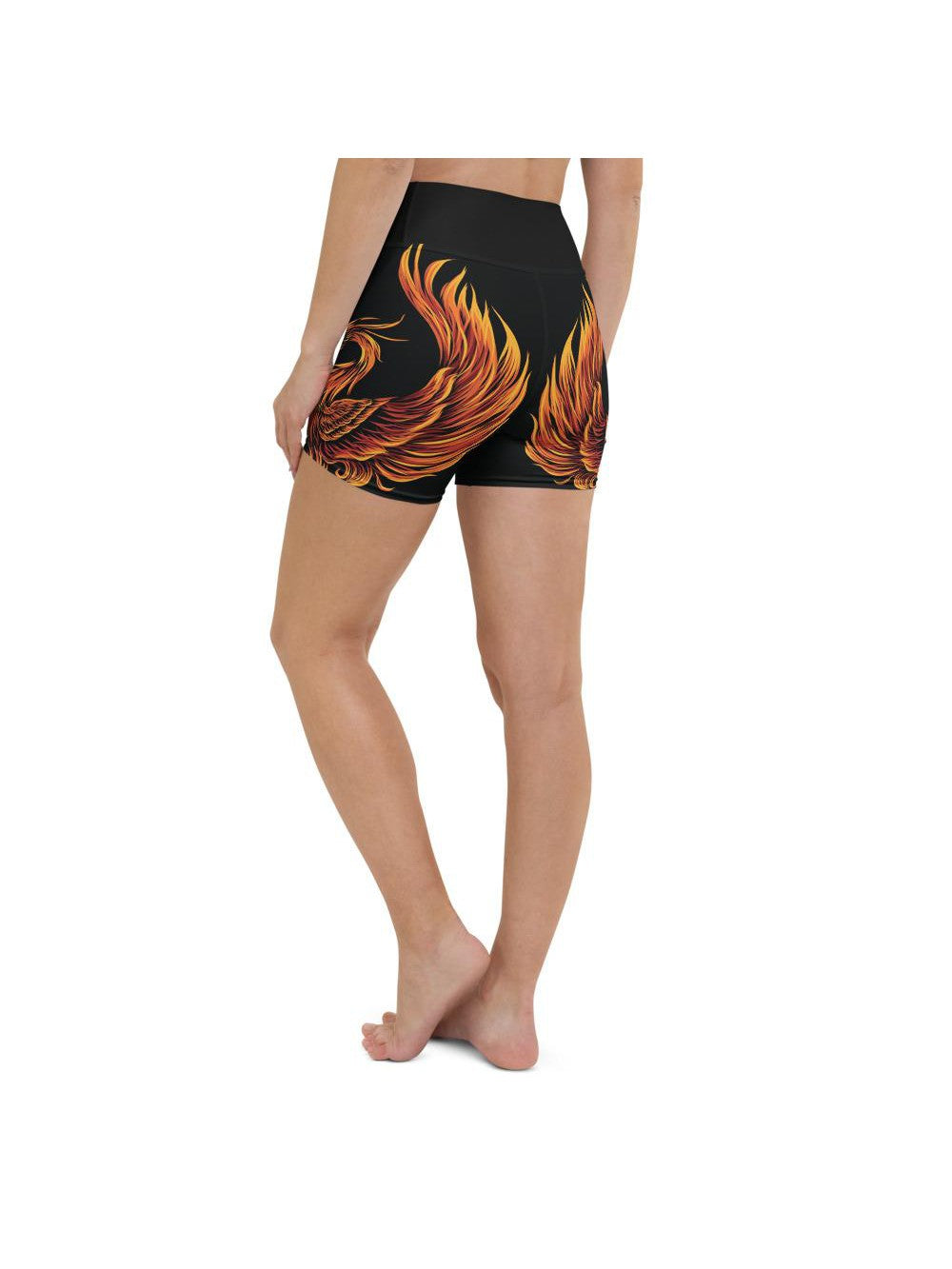 Womens Yoga Shorts Phoenix Black/Orange/Red | Gearbunch.com