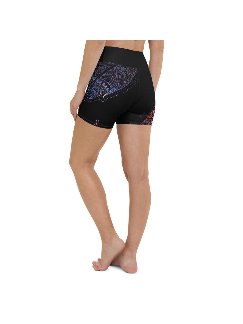 Womens Yoga Shorts Mystic Feather Black/Blue/Purple | Gearbunch.com