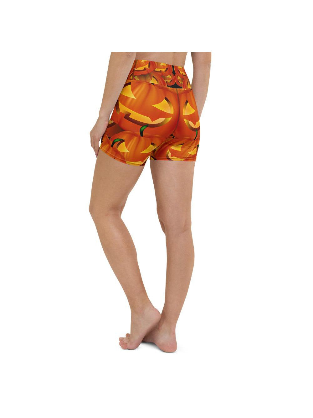 Womens Yoga Shorts Halloween Pumpkin Orange/Yellow | Gearbunch.com