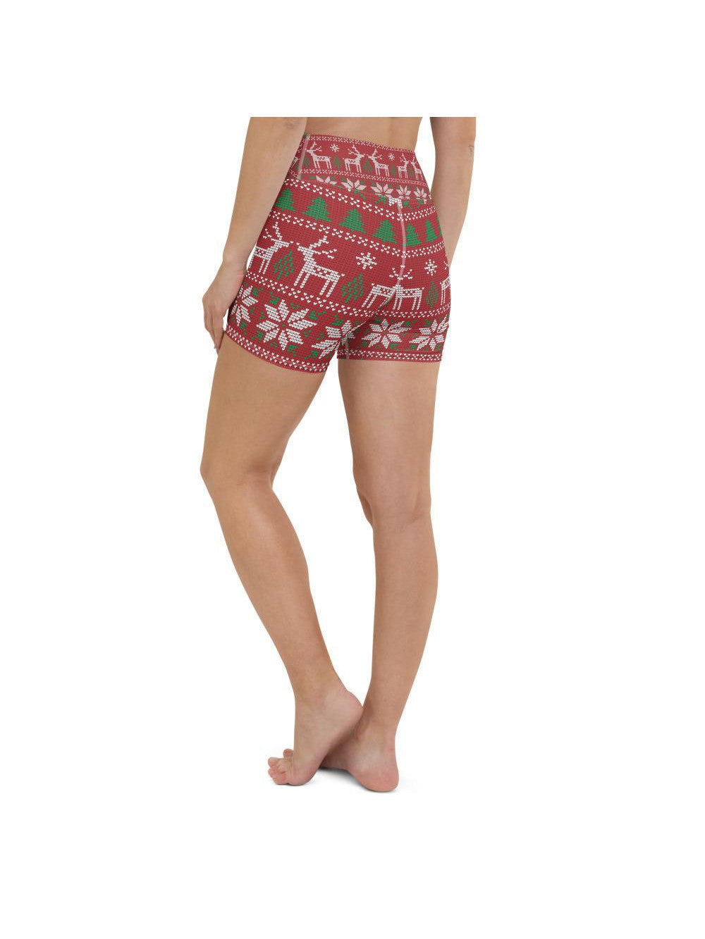 Womens Yoga Shorts Red Ugly Christmas White/Green/Red | Gearbunch.com