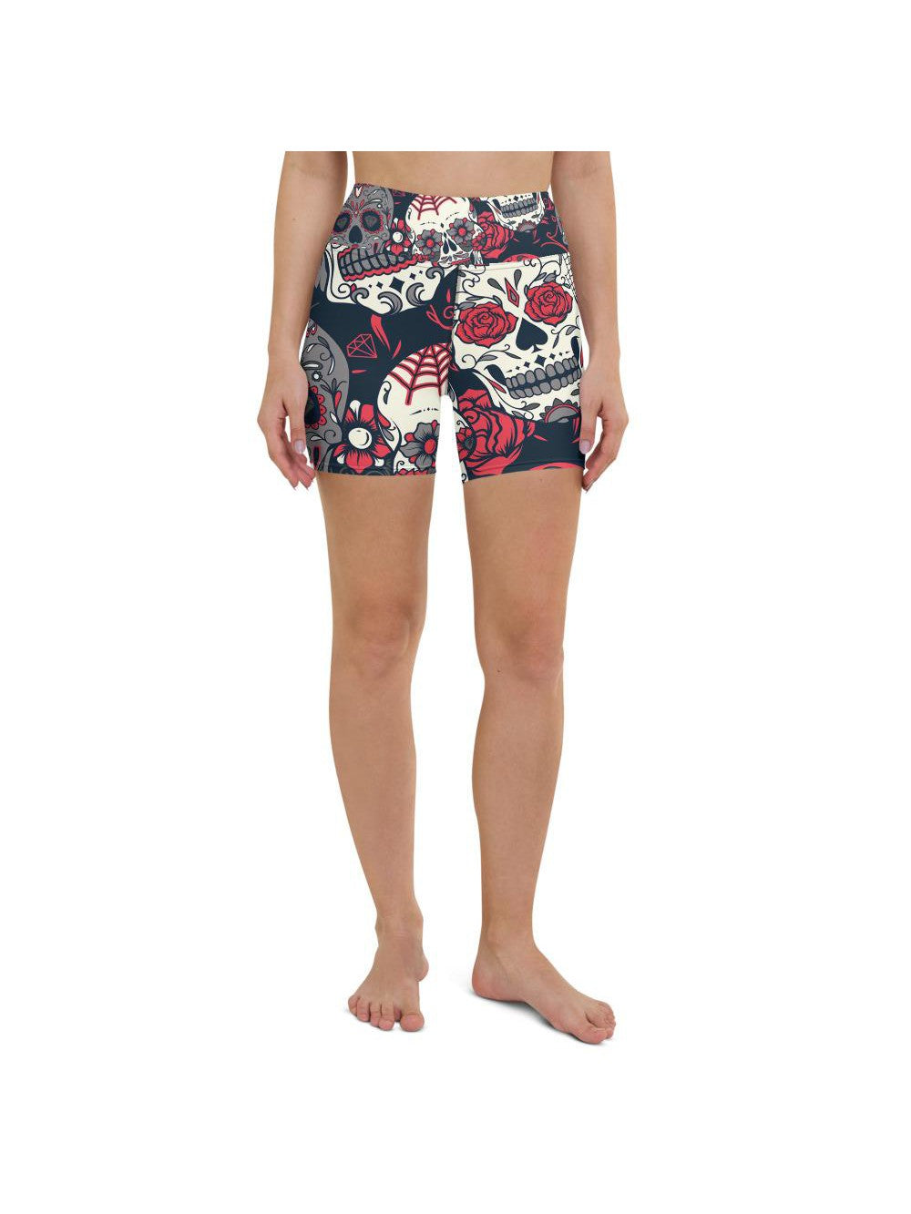 Pink Sugar Skull Yoga Shorts Gearbunch