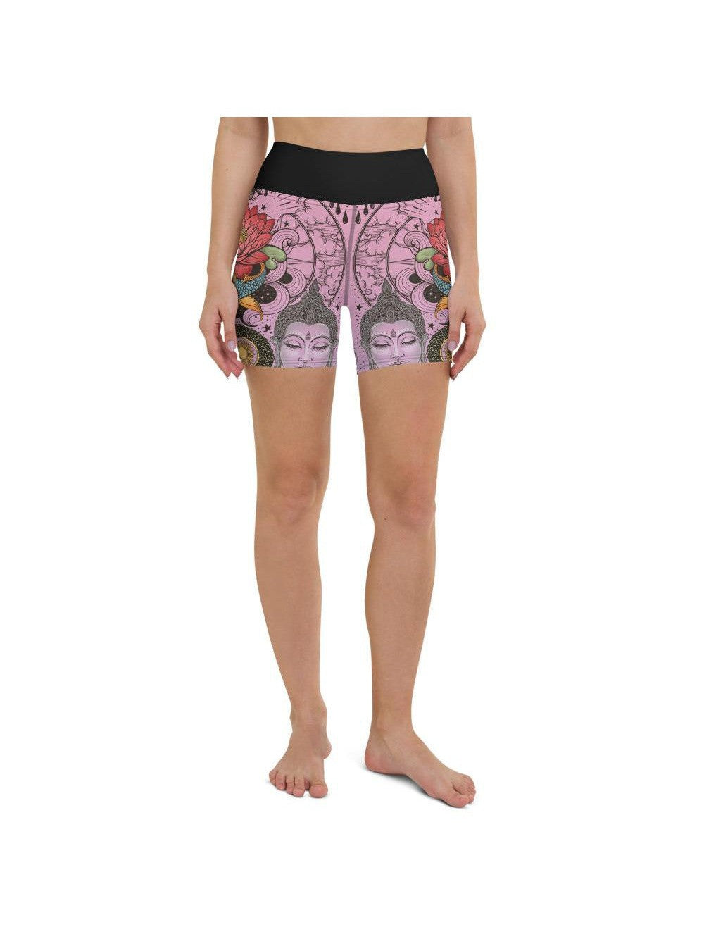 Pink Tattooed Lotus Yoga Shorts Gearbunch