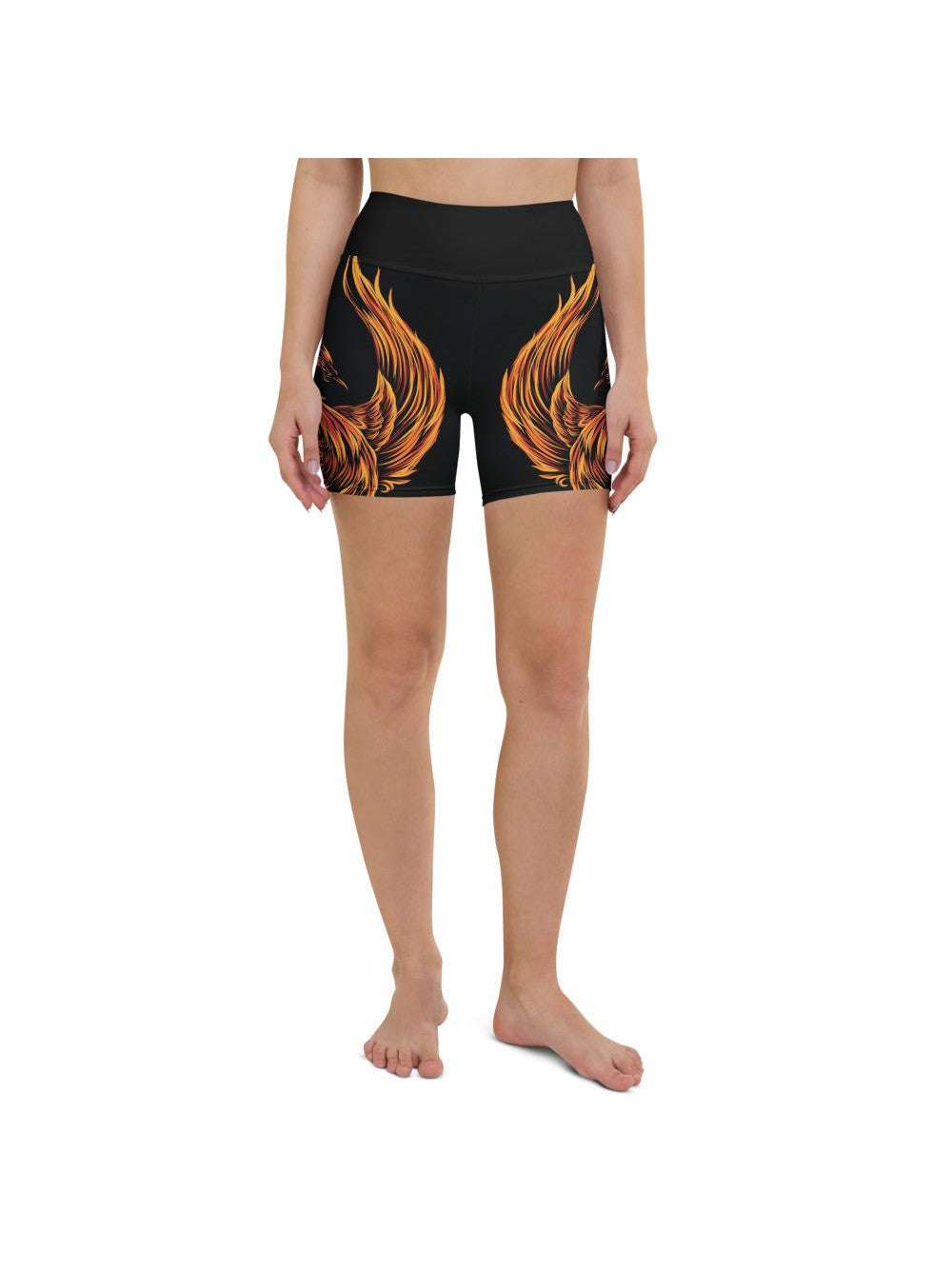 Womens Yoga Shorts Phoenix Black/Orange/Red | Gearbunch.com