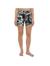 Womens Yoga Shorts Black & White Sugar Skull | Gearbunch.com