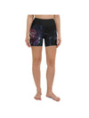 Womens Yoga Shorts Mystic Feather Black/Blue/Purple | Gearbunch.com