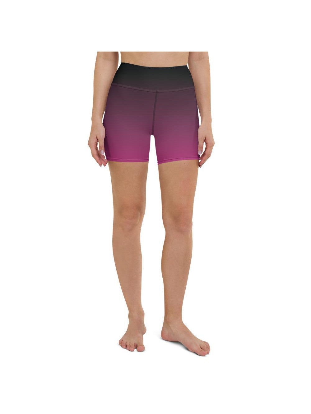 Womens Yoga Shorts Ombre Black to Pink | Gearbunch.com