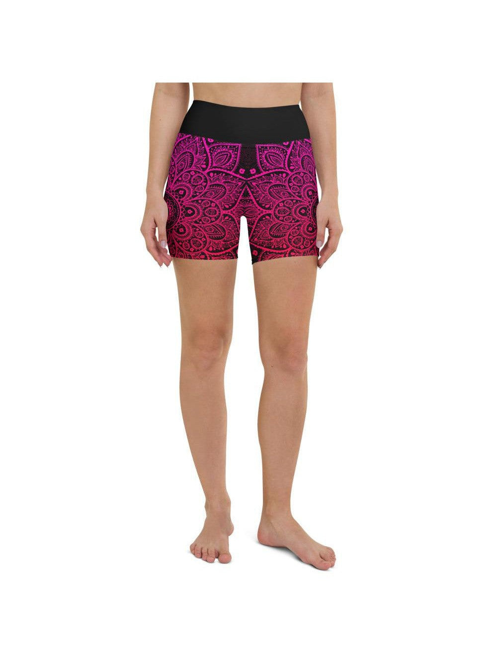 Womens Yoga Shorts Pink Mandala Pink/Black | Gearbunch.com