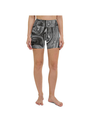 Womens Yoga Shorts Grey Swirl Grey/White | Gearbunch.com