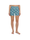 Womens Yoga Shorts Christmas Flamingo Patterned Teal | Gearbunch.com