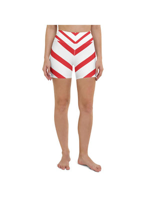 Womens Yoga Shorts Candy Cane Red/White | Gearbunch.com