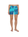 Womens Yoga Shorts Blue & Aqua Tie Dye | Gearbunch.com