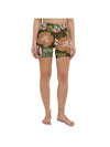 Womens Yoga Shorts Fall Floral Brown/Pink/Green | Gearbunch.com