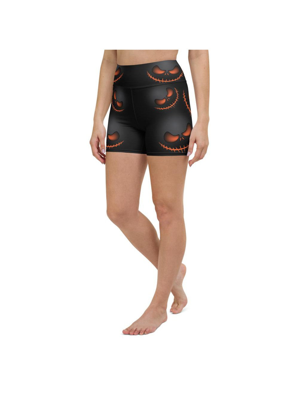 Halloween Evil Pumpkin Grin Yoga Shorts Gearbunch