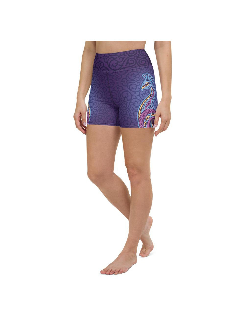 Ornamental Peacock Yoga Shorts Gearbunch