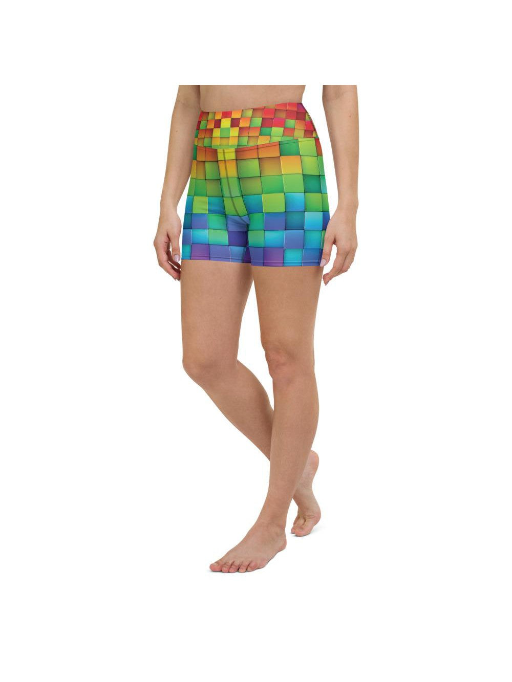 Rainbow Blocks Yoga Shorts Gearbunch