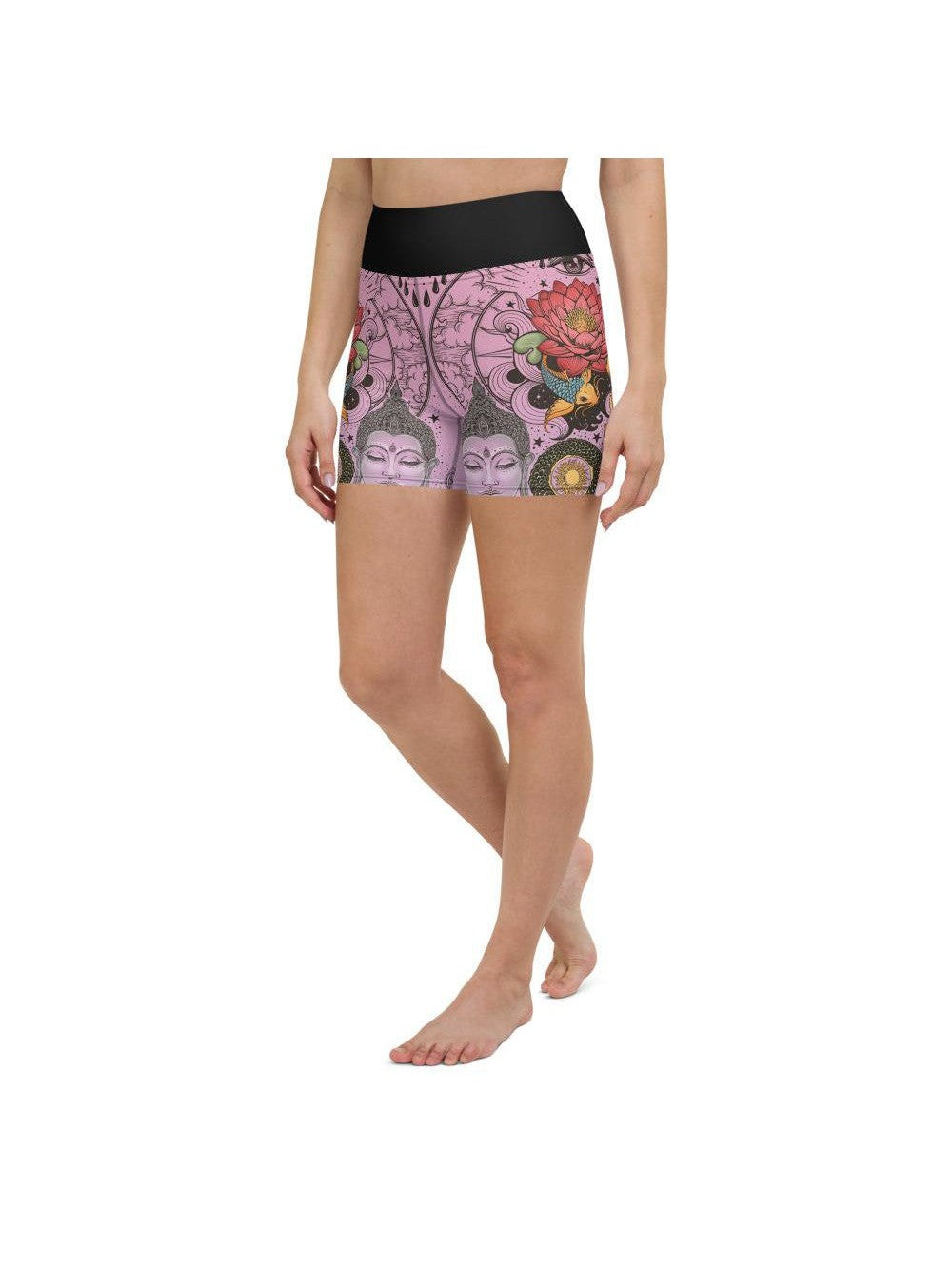 Pink Tattooed Lotus Yoga Shorts Gearbunch