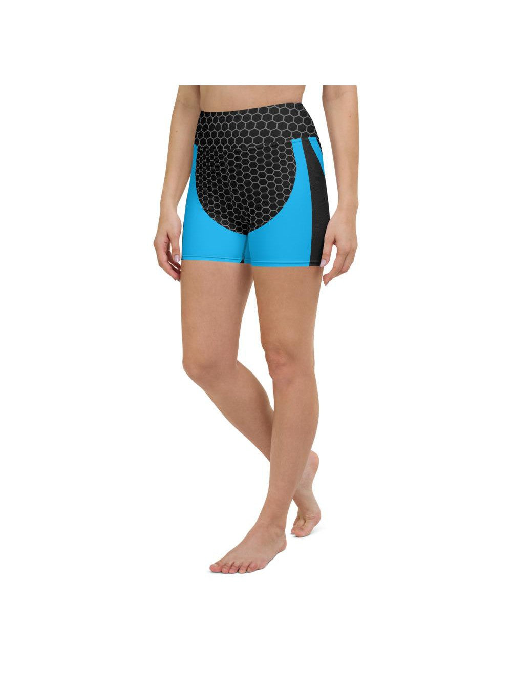 Blue Honeycomb Carbon Yoga Shorts Gearbunch