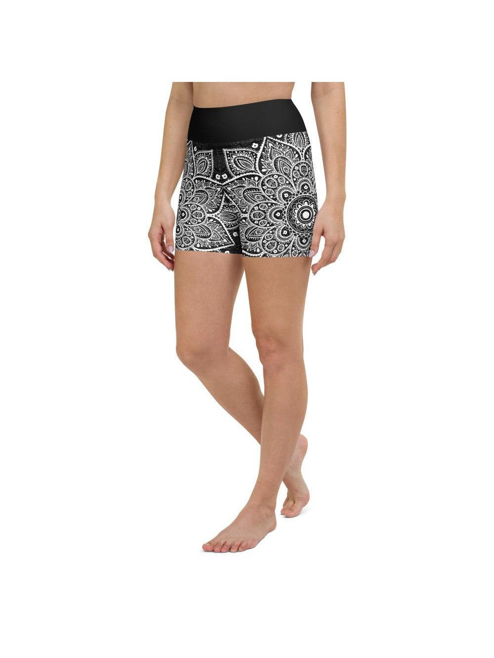 B&W Mandala Yoga Shorts Gearbunch