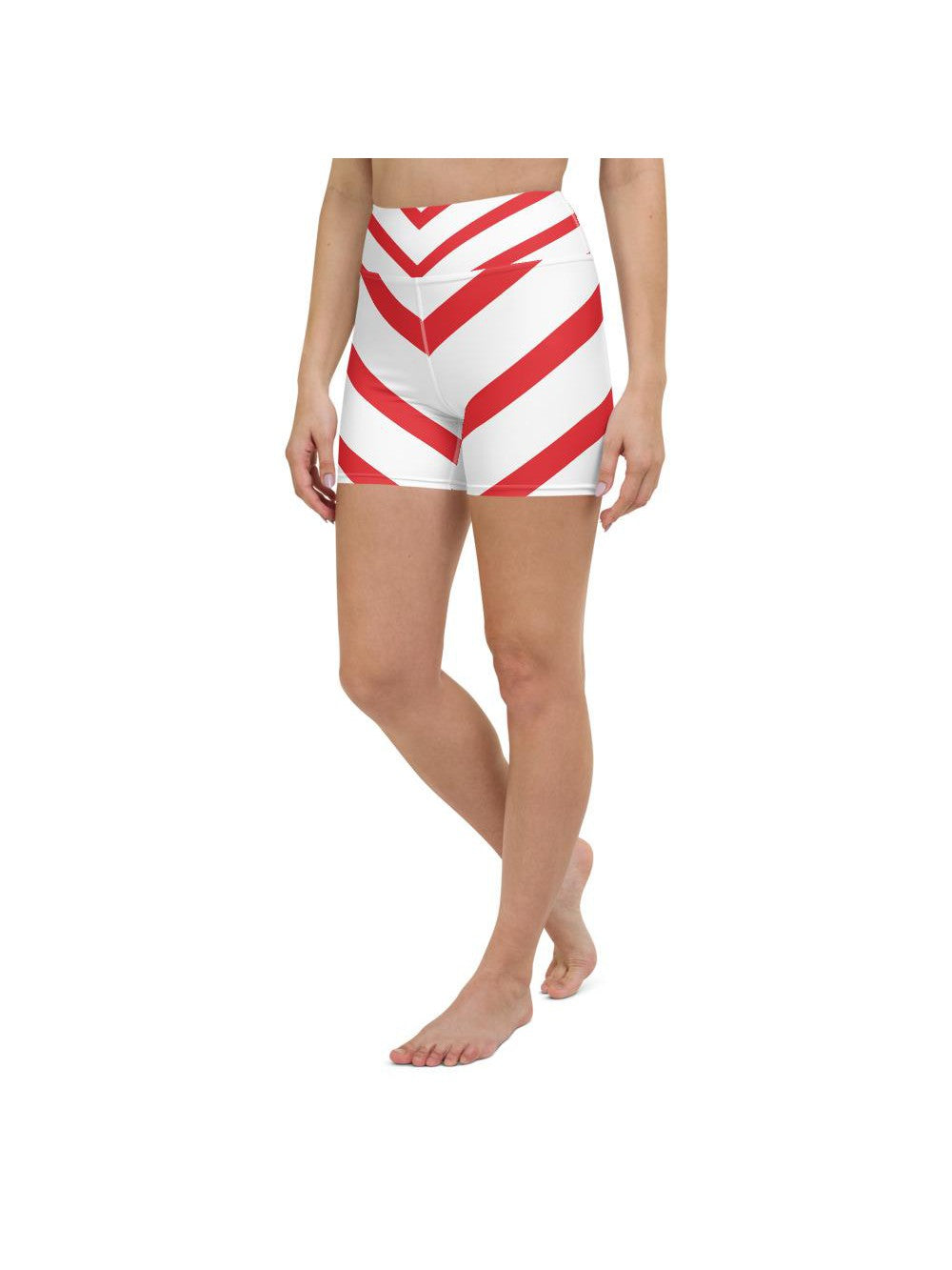 Womens Yoga Shorts Candy Cane Red/White | Gearbunch.com