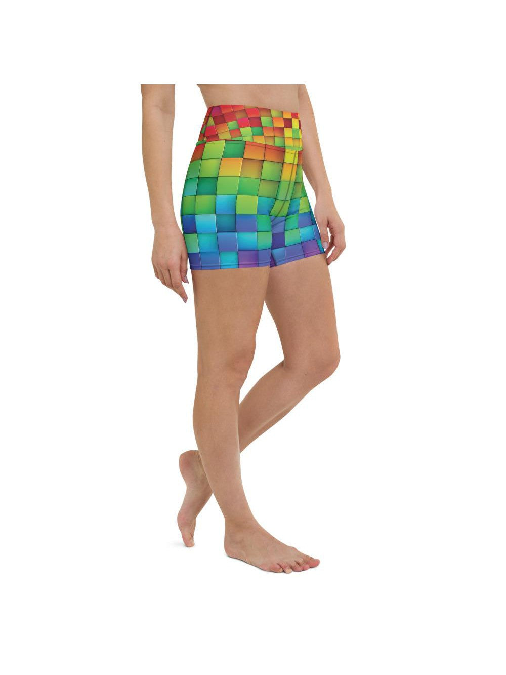 Rainbow Blocks Yoga Shorts Gearbunch