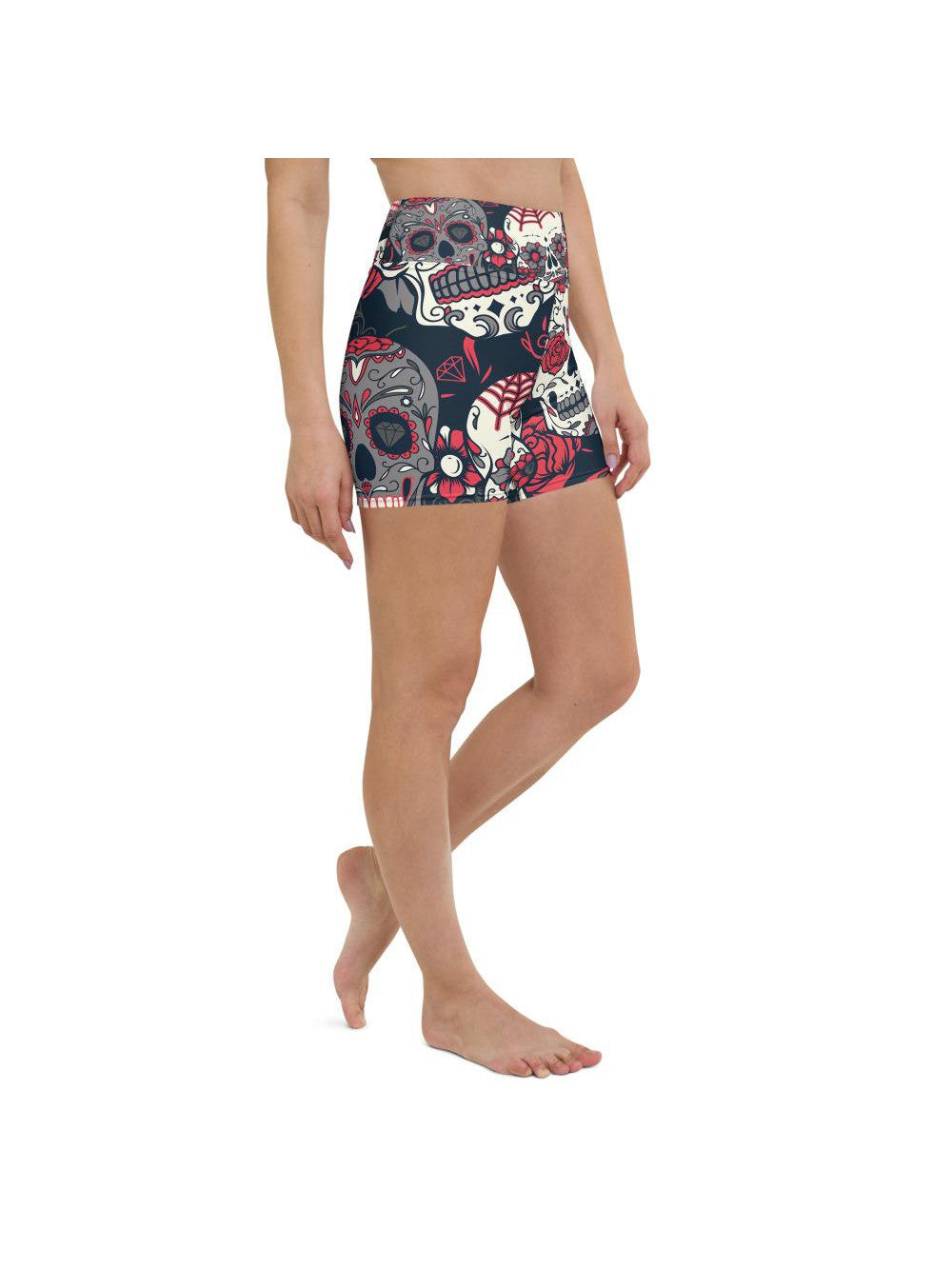 Pink Sugar Skull Yoga Shorts Gearbunch