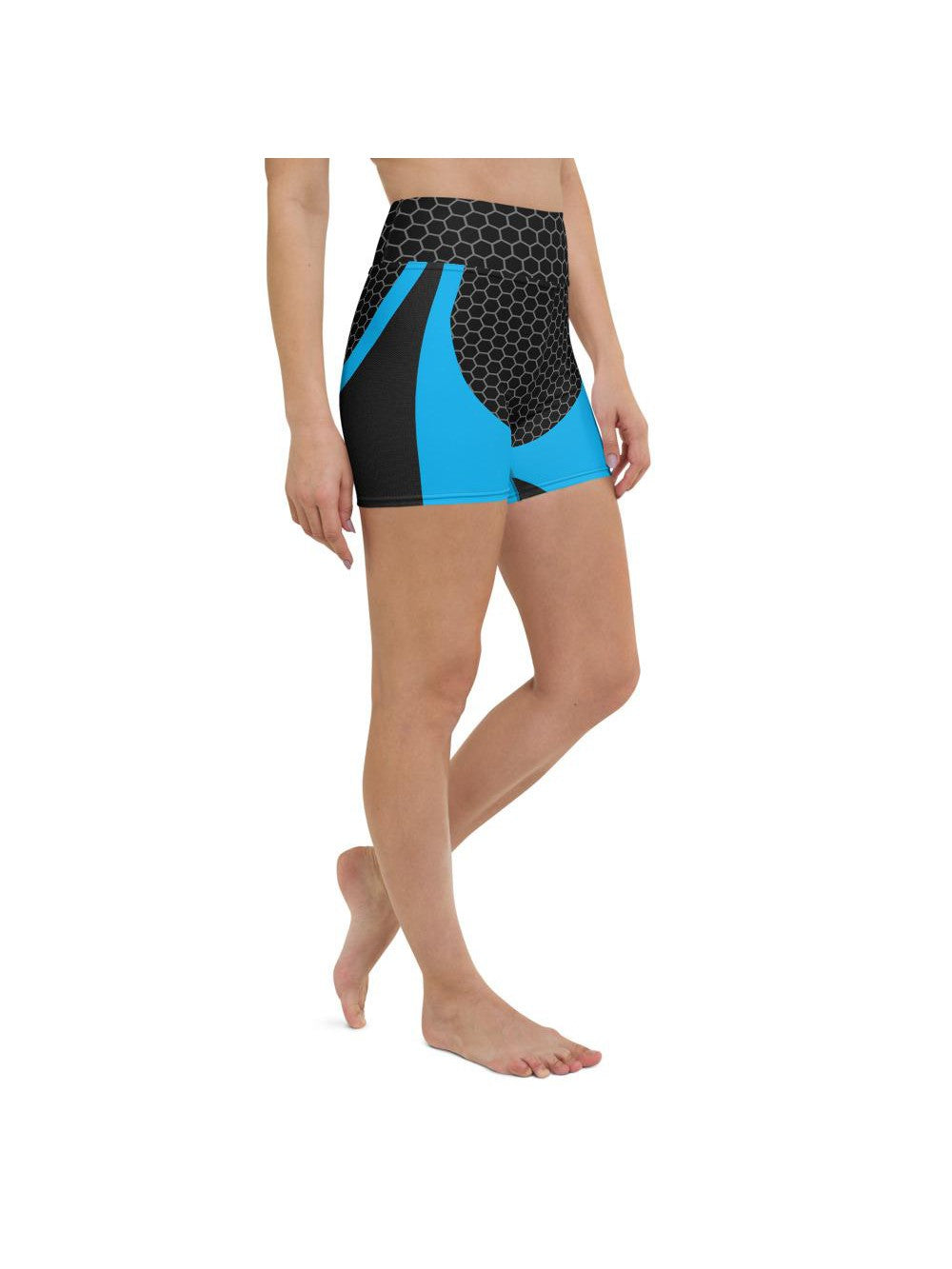 Blue Honeycomb Carbon Yoga Shorts Gearbunch