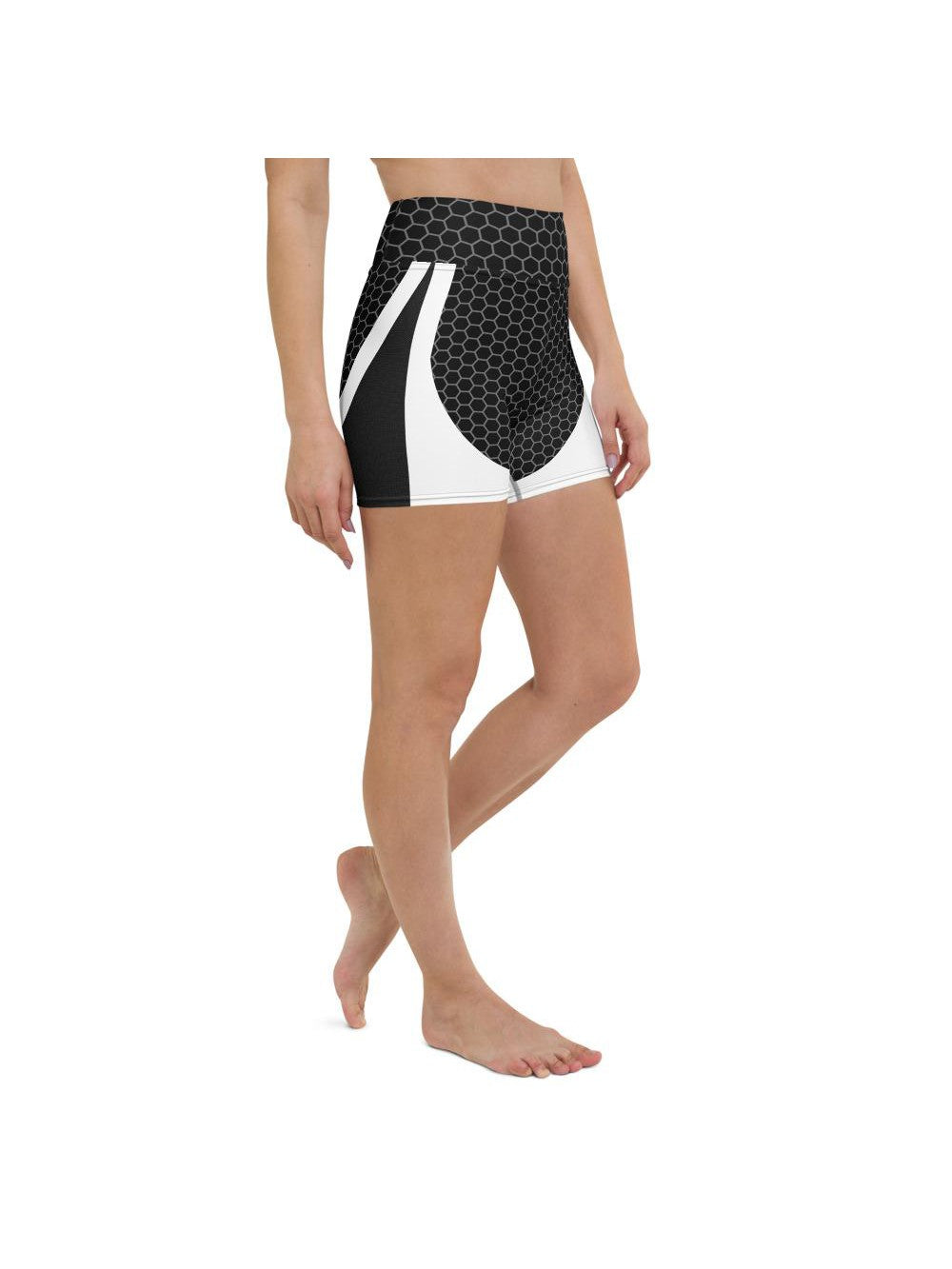 Womens Yoga Shorts Black & White Honeycomb Carbon | Gearbunch.com