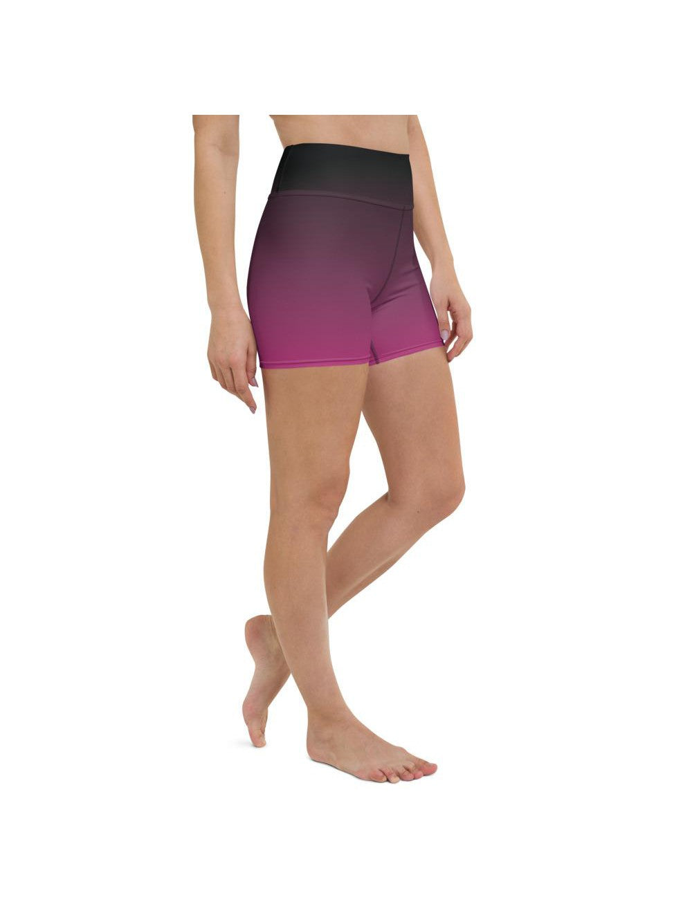 Womens Yoga Shorts Ombre Black to Pink | Gearbunch.com