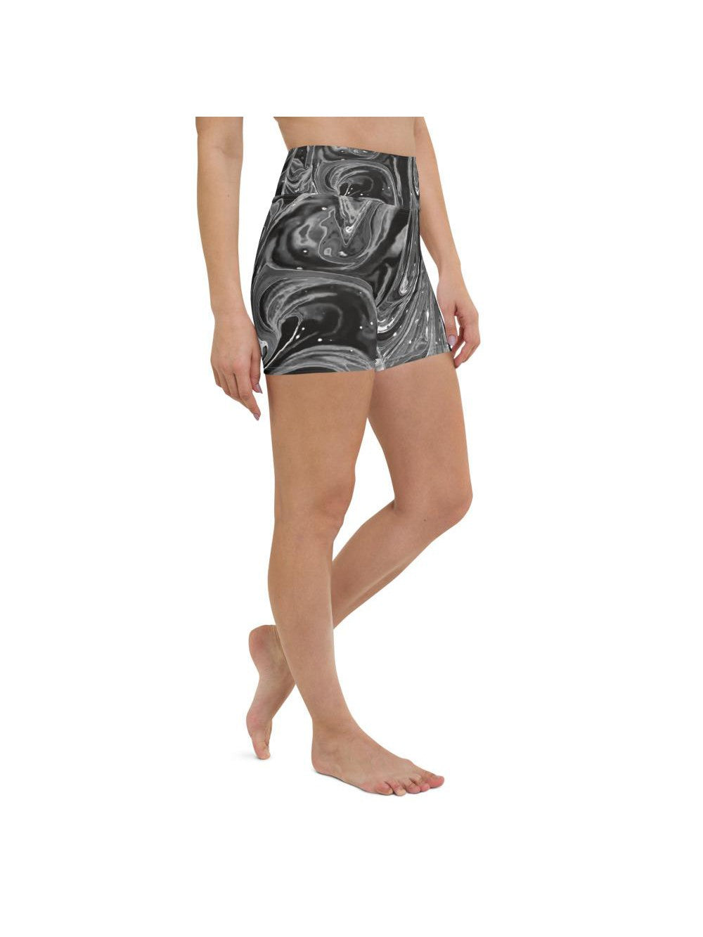 Womens Yoga Shorts Grey Swirl Grey/White | Gearbunch.com