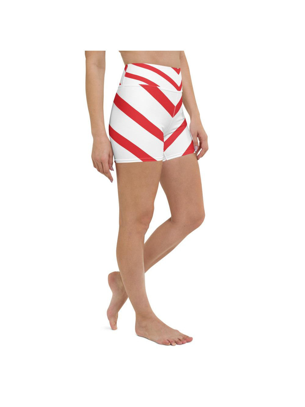 Womens Yoga Shorts Candy Cane Red/White | Gearbunch.com