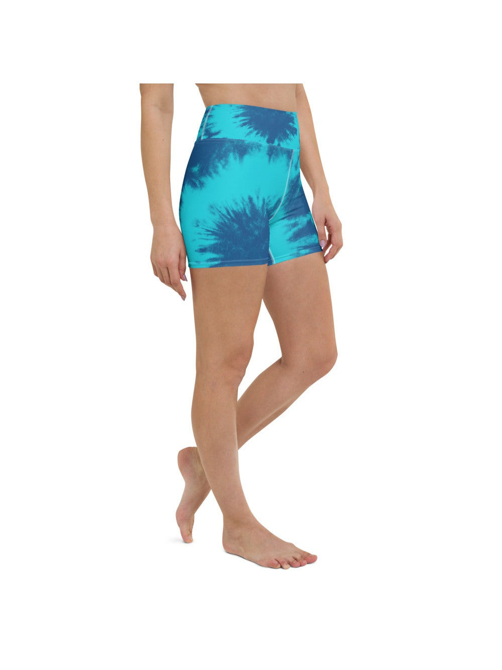 Womens Yoga Shorts Blue & Aqua Tie Dye | Gearbunch.com