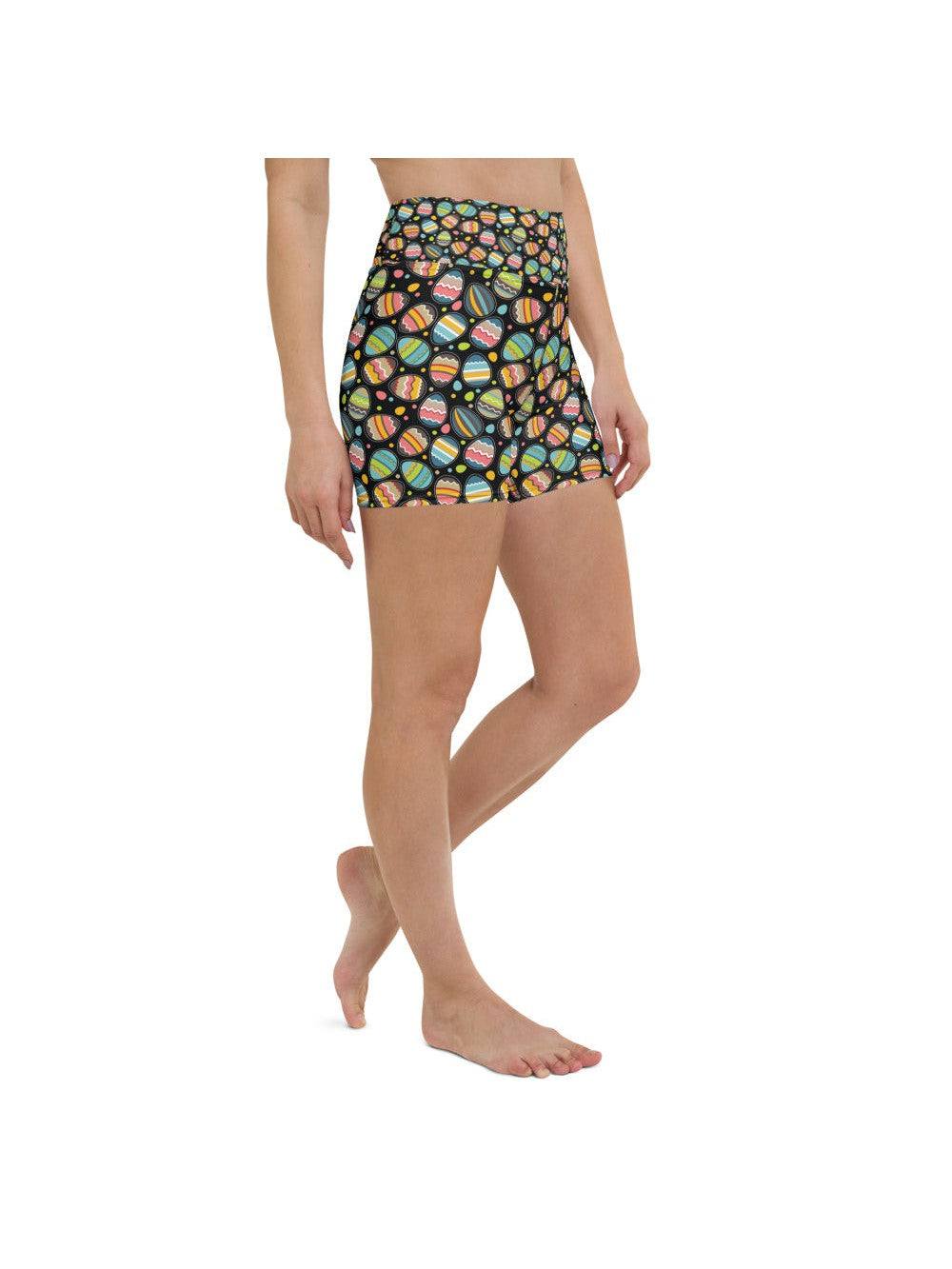 Womens Yoga Shorts Easter Egg Black/Pink/Green | Gearbunch.com