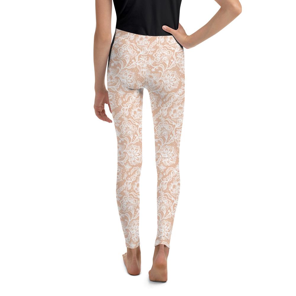 White Faux Lace Youth Leggings Gearbunch