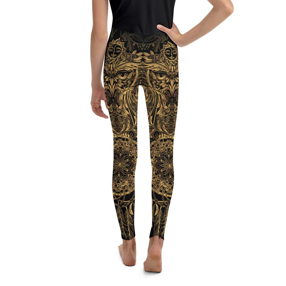 Golden Ornamental Owl Youth Leggings Gearbunch