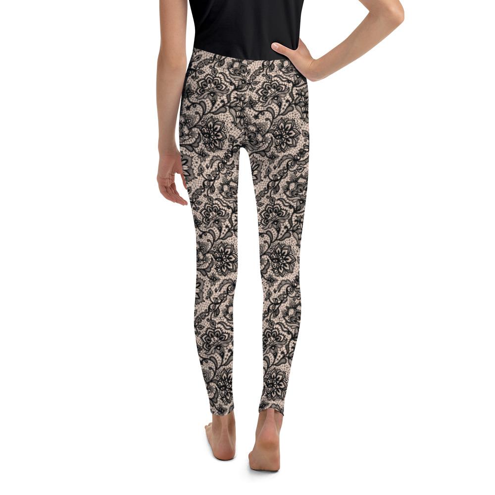 Black Faux Lace Youth Leggings Gearbunch